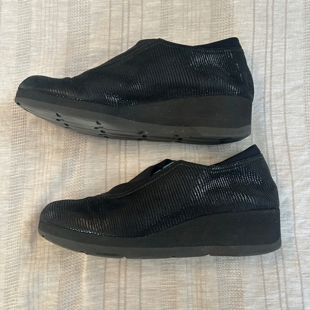 Thierry Rabotin Black Shimmer Reptile  Slip on Comfortable Shoes